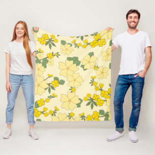 Yellow Flowers, Floral Pattern, Pattern Of Flowers Fleece Blanket