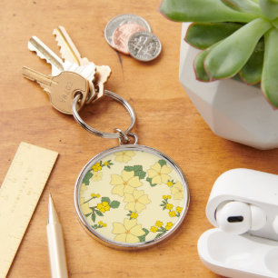 Yellow Flowers, Floral Pattern, Pattern Of Flowers Key Ring