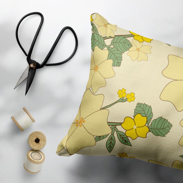 Yellow Flowers, Floral Pattern, Pattern Of Flowers Pillowcase (Creator Uploaded)