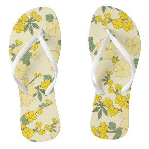 Yellow Flowers, Floral Pattern, Pattern Of Flowers Thongs