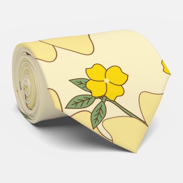Yellow Flowers, Floral Pattern, Pattern Of Flowers Tie (Rolled)