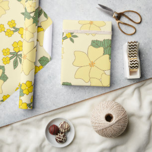 Yellow Flowers, Floral Pattern, Pattern Of Flowers Wrapping Paper