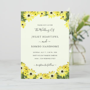 Yellow Flowers Frame Wedding Invitations Example