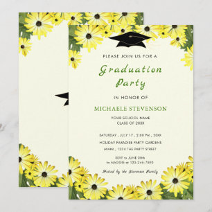 Yellow Flowers Graduation Invitation Template