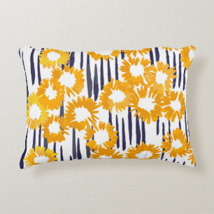 Yellow Flowers: Hand-Painted Vintage Decorative Cushion