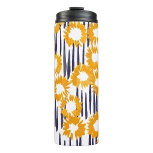 Yellow Flowers: Hand-Painted Vintage Thermal Tumbler