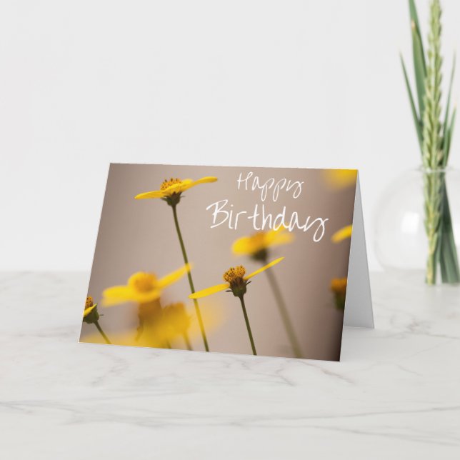 Yellow Flowers Happy Birthday Card (Front)