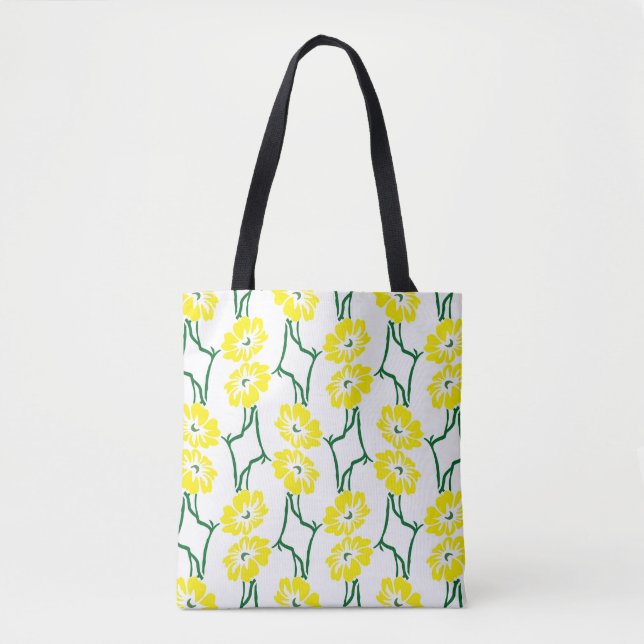 Yellow Flowers: Illustrated Seamless Pattern Tote Bag (Front)