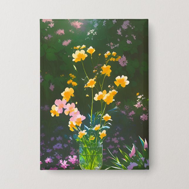 Yellow Flowers in a Jar Button (Front)