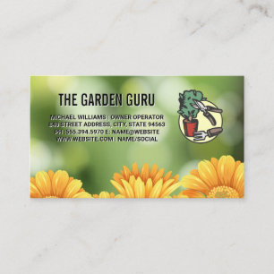 Yellow Flowers in Garden Landscape Gardening Business Card