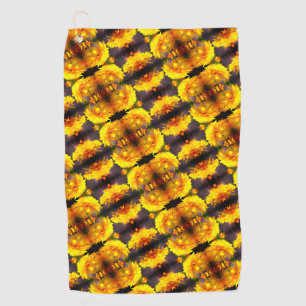 Yellow Flowers In Sunshine Abstract Pattern     Golf Towel