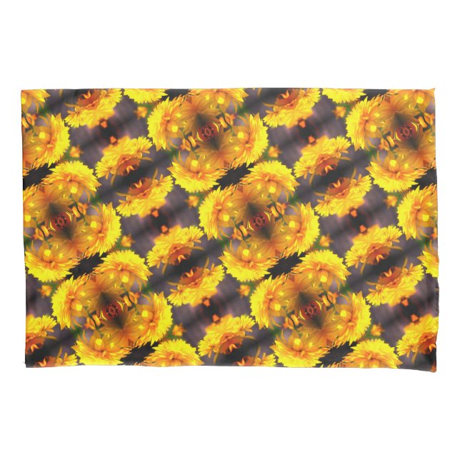 Yellow Flowers In Sunshine Abstract Pattern Pillowcase (Front)