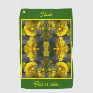 Yellow Flowers In Sunshine Abstract Personalised Golf Towel