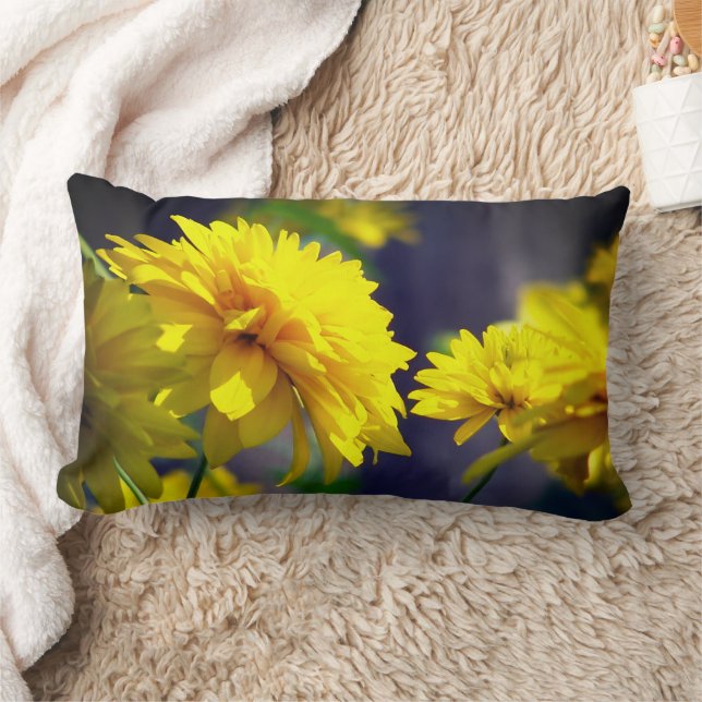 Yellow Flowers In Sunshine  Lumbar Cushion (Blanket)