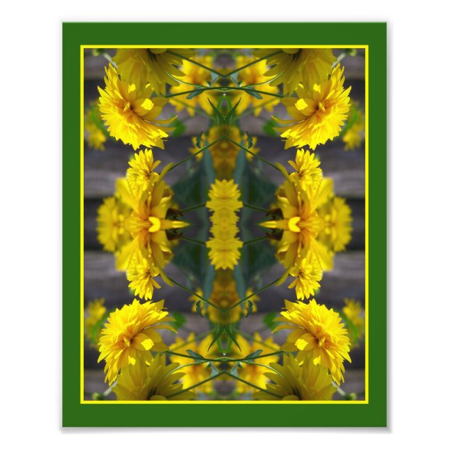 Yellow Flowers In Sunshine Mirror Abstract 8x10 Photo Print (Front)