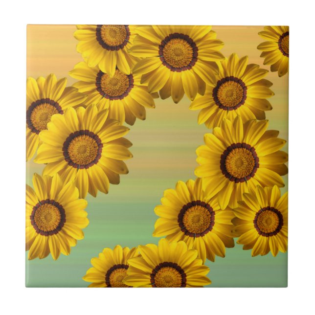 Yellow flowers in the spring ceramic tile (Front)