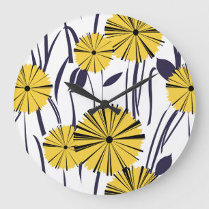 Yellow flowers large clock