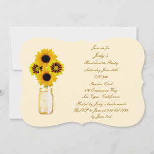 Yellow Flowers Mason Jar Bachelorette Party Invite