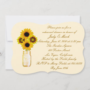 Yellow Flowers Mason Jar Rehearsal Dinner Invite