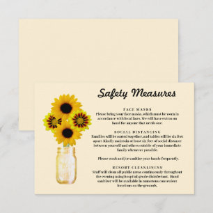 Yellow Flowers Mason Jar Safety Measures Enclosure Card