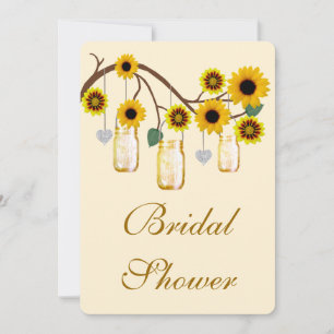 Yellow Flowers Mason Jars Bridal Shower Invitation