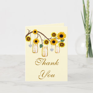 Yellow Flowers Mason Jars Thank You Card