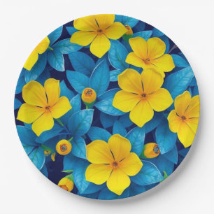 Yellow Flowers-Mediterranean Paper Plate