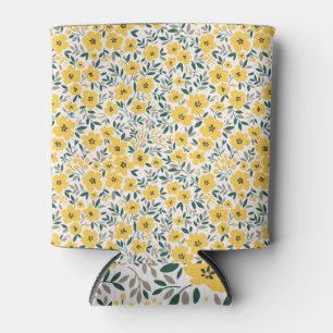 Yellow flowers: modern floral seamless. can cooler