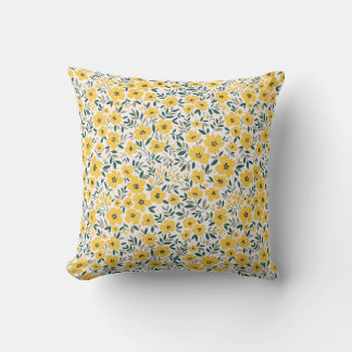 Yellow flowers: modern floral seamless. cushion