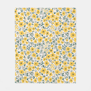 Yellow flowers: modern floral seamless. fleece blanket