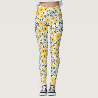 Yellow flowers: modern floral seamless. leggings