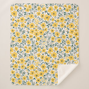 Yellow flowers: modern floral seamless. sherpa blanket