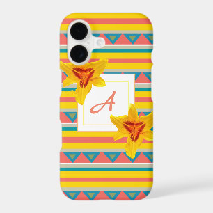 Yellow Flowers monogram iPhone Case