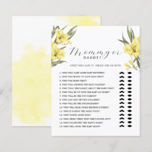 Yellow Flowers Mummy or Daddy Baby Shower Game