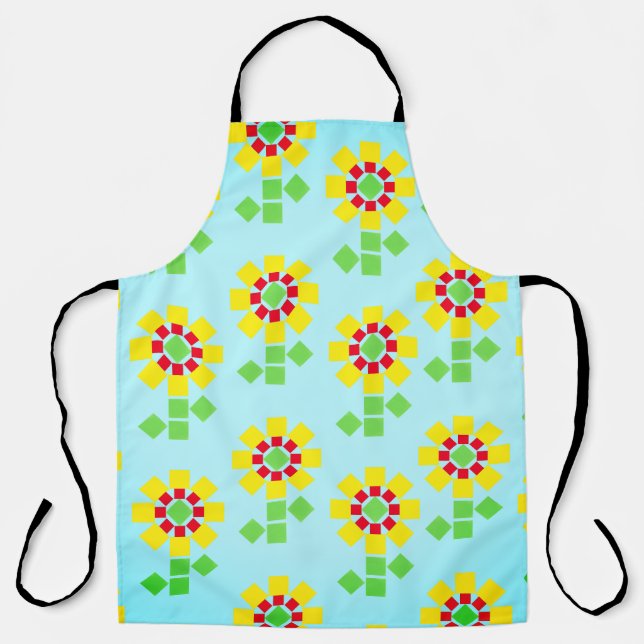 Yellow Flowers of Square Shapes Apron (Front)
