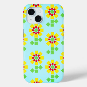 Yellow Flowers of Square Shapes iPhone 15 Case
