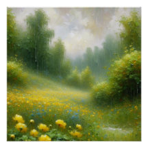 Yellow Flowers on a Rainy Day