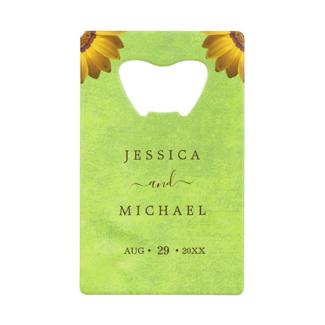 Yellow Flowers on Abstract Green Wedding (Front)