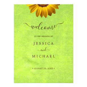 Yellow Flowers on Abstract Green Wedding Photo Print