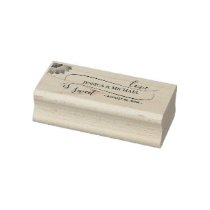 Yellow Flowers on Abstract Green Wedding Rubber Stamp