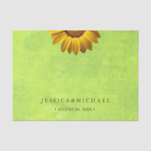 Yellow Flowers on Abstract Green Wedding Tissue Paper