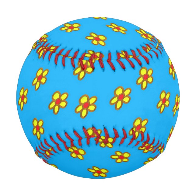 Yellow flowers on blue baseball (Front)