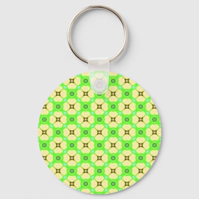 Yellow flowers on green key ring (Front)
