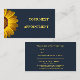 Yellow Flowers on Navy Blue background Monogram Appointment Card