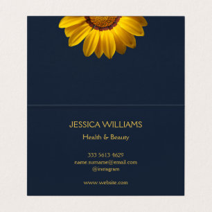 Yellow Flowers on Navy Blue background Monogram Business Card