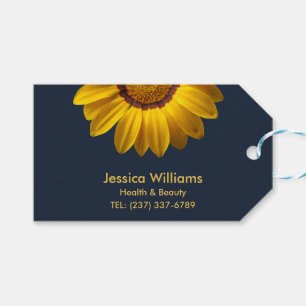 Yellow Flowers on Navy Blue background Monogram Gift Tags