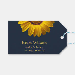 Yellow Flowers on Navy Blue background Monogram Gift Tags