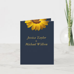 Yellow Flowers on Navy Blue background Monogram In Invitation