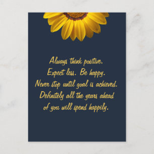 Yellow Flowers on Navy Blue background Monogram In Postcard