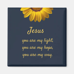 Yellow Flowers on Navy Blue background Monogram Magnet